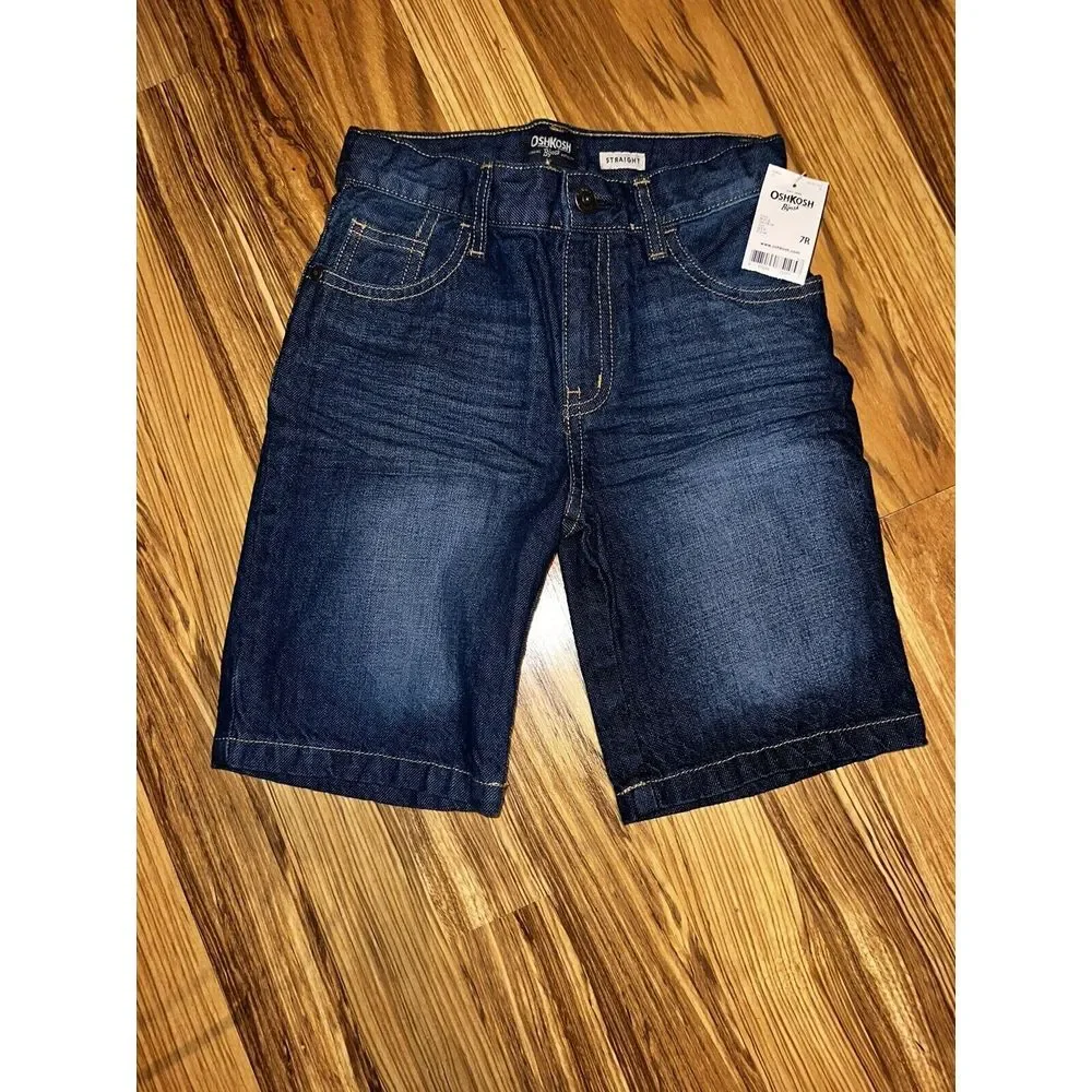 Oshkosh B'gosh First Wave Boys Shorts‎ Jean Denim Cargo Khaki Sz 7 Lot Of 3